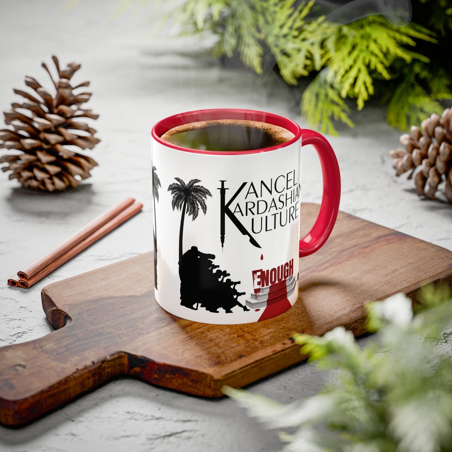 Kancel Kardasian Kulture | Red Accent Mug | White Mug (11oz, 15oz)