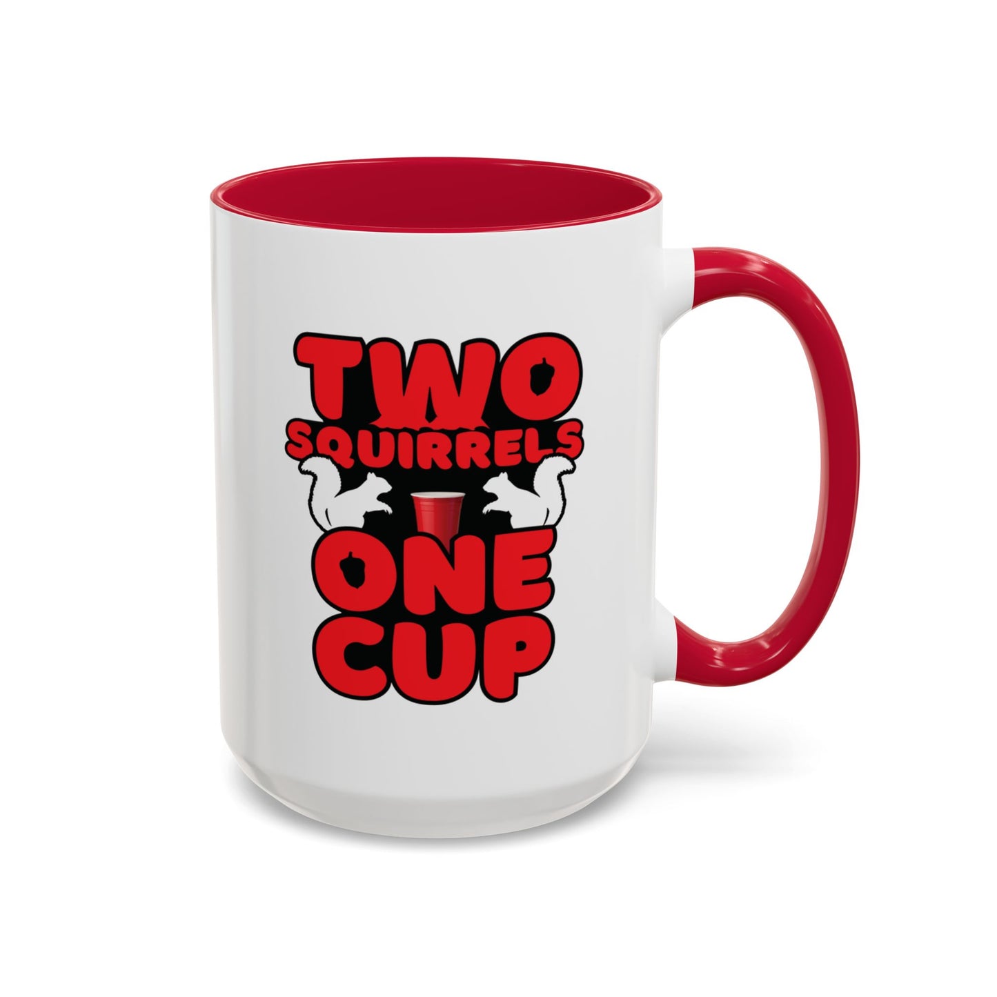 Two Squirrels One Cup | Red Accent Mug (11oz, 15oz)