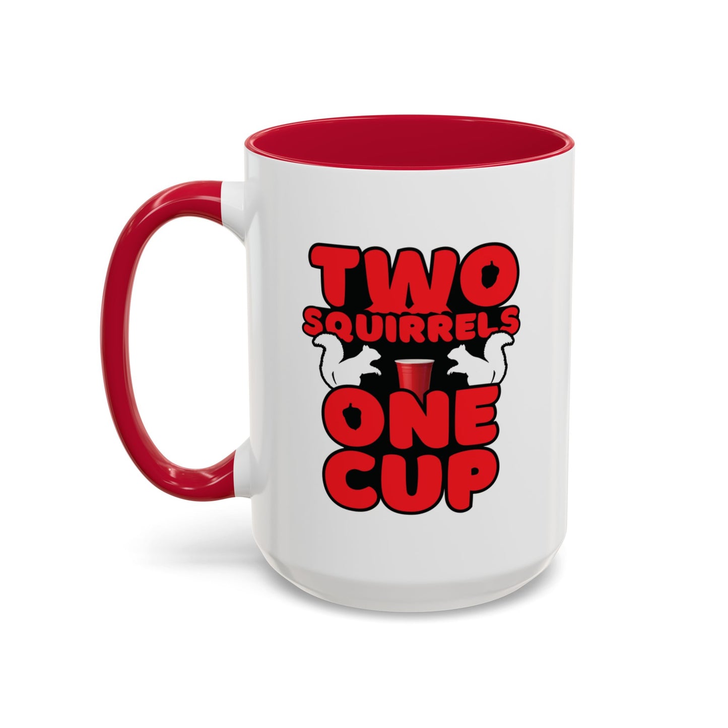 Two Squirrels One Cup | Red Accent Mug (11oz, 15oz)
