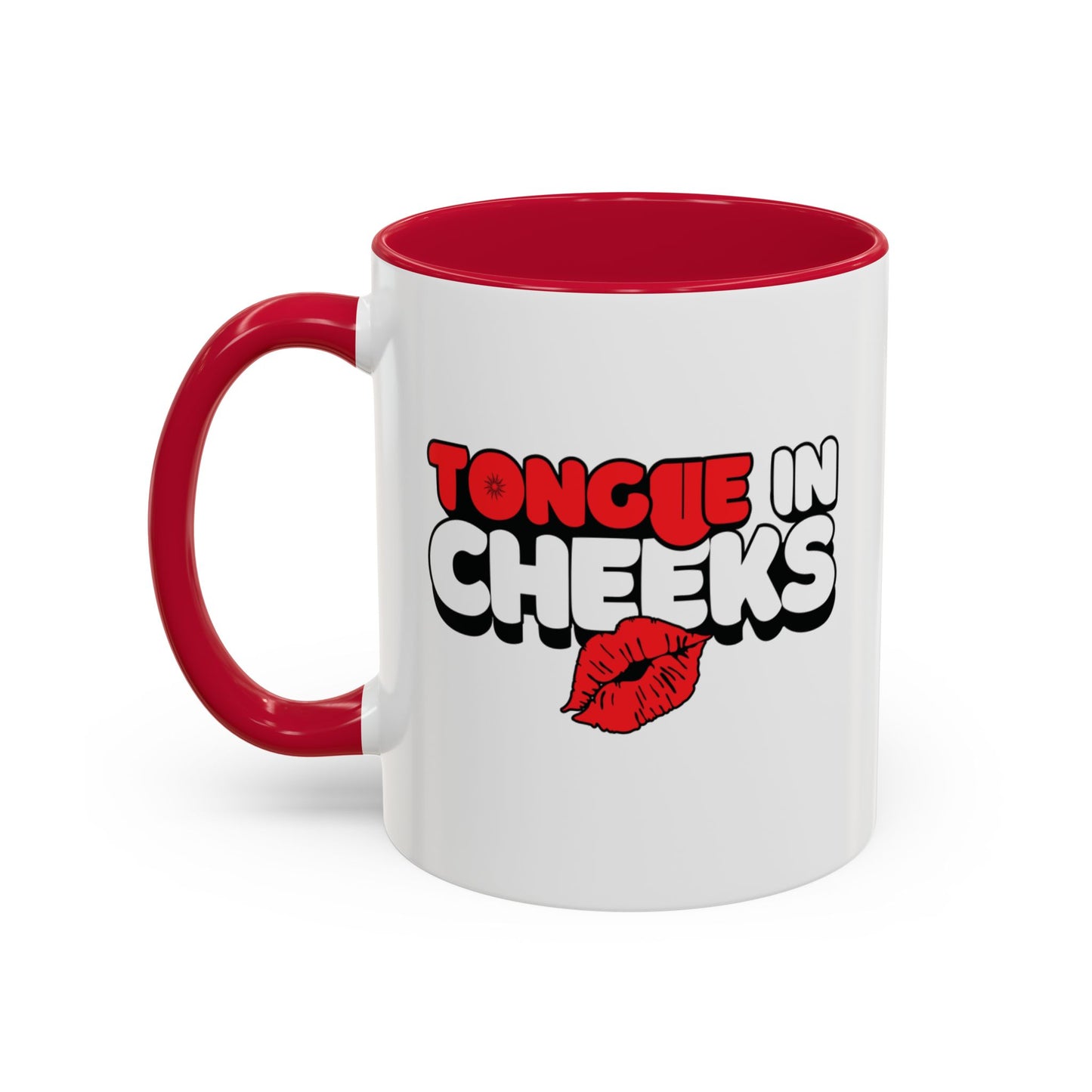 Tongue In Cheeks | Red Accent Mug (11oz, 15oz)