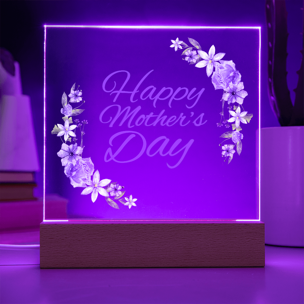 Elegant Floral Happy Mother's Day LED Plaque | Illuminated Gift for Mom ๐ธ