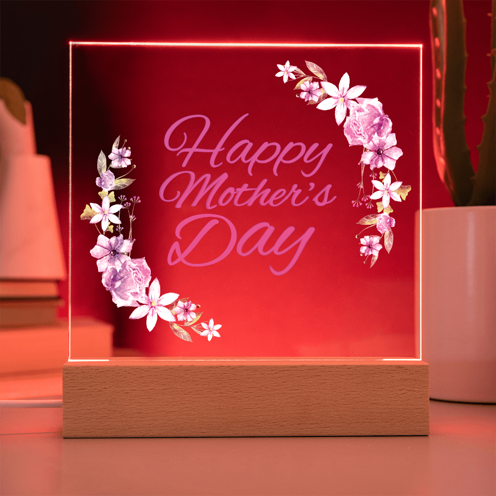 Elegant Floral Happy Mother's Day LED Plaque | Illuminated Gift for Mom ๐ธ