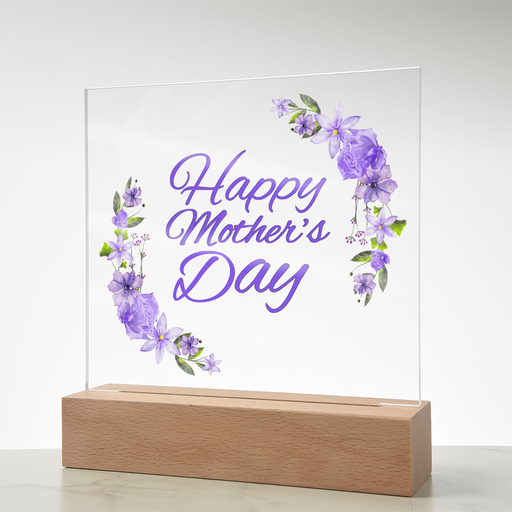 Elegant Floral Happy Mother's Day LED Plaque | Illuminated Gift for Mom ๐ธ
