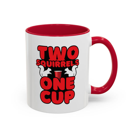 Two Squirrels One Cup | Red Accent Mug (11oz, 15oz)