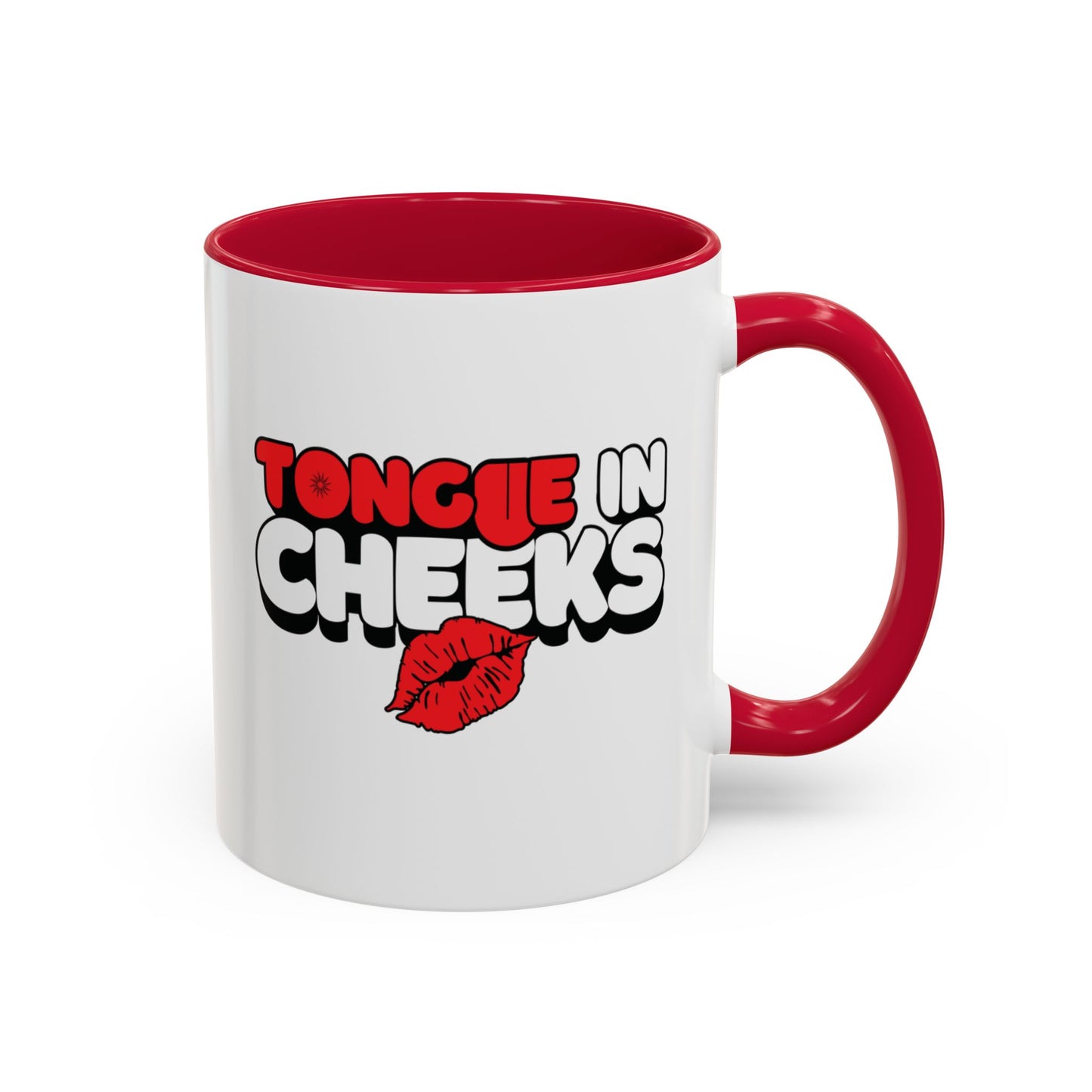 Tongue In Cheeks | Red Accent Mug (11oz, 15oz)