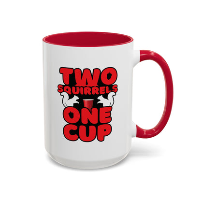 Two Squirrels One Cup | Red Accent Mug (11oz, 15oz)