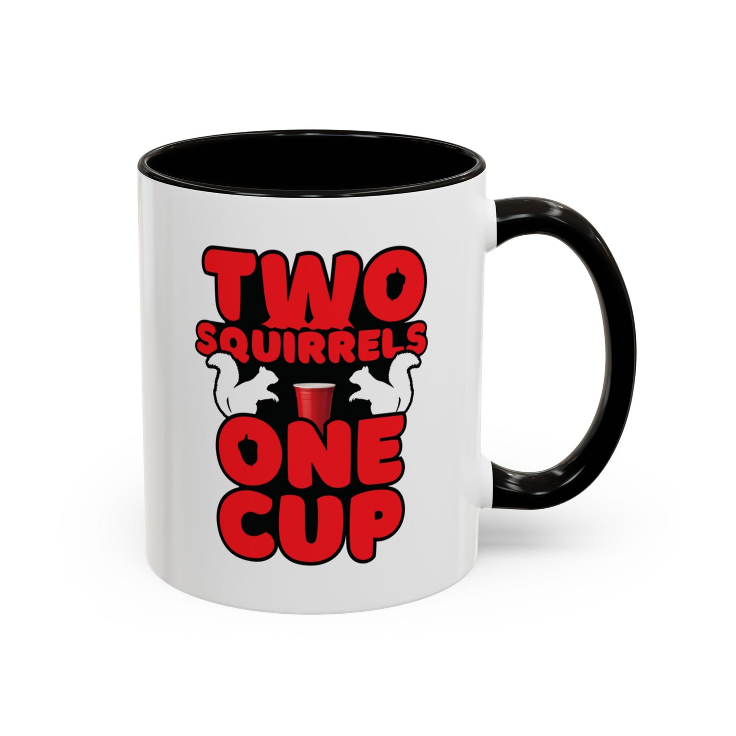 Two Squirrels One Cup | Red Accent Mug (11oz, 15oz)