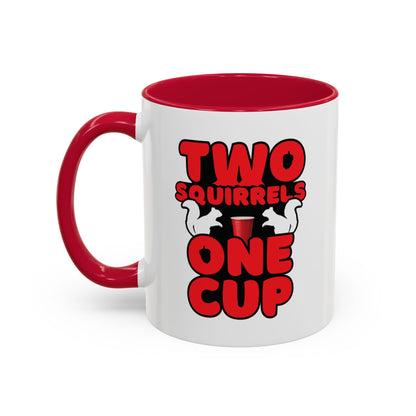 Two Squirrels One Cup | Red Accent Mug (11oz, 15oz)