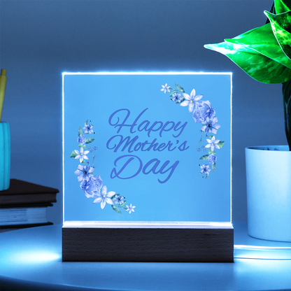 Elegant Floral Happy Mother's Day LED Plaque | Illuminated Gift for Mom 🌸
