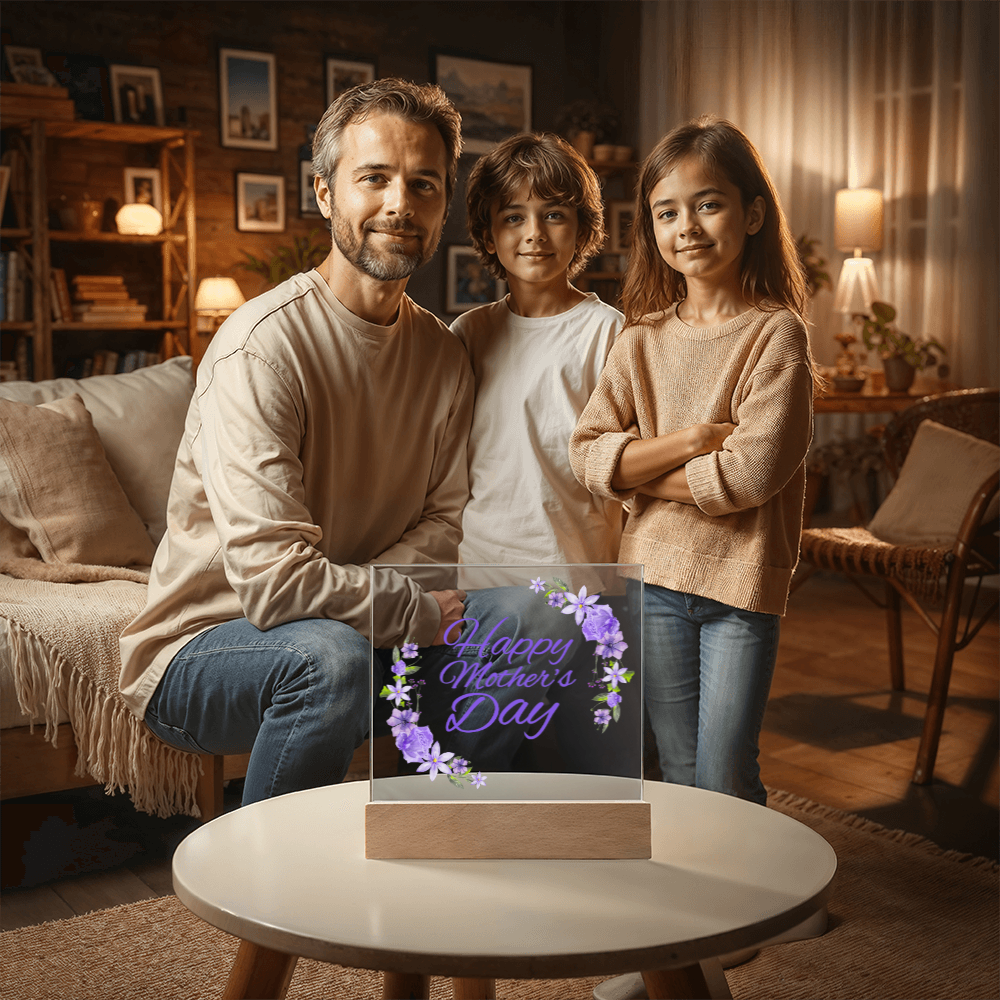 Elegant Floral Happy Mother's Day LED Plaque | Illuminated Gift for Mom 🌸