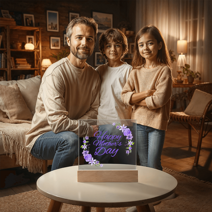Elegant Floral Happy Mother's Day LED Plaque | Illuminated Gift for Mom 🌸