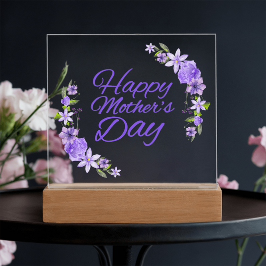 Elegant Floral Happy Mother's Day LED Plaque | Illuminated Gift for Mom 🌸