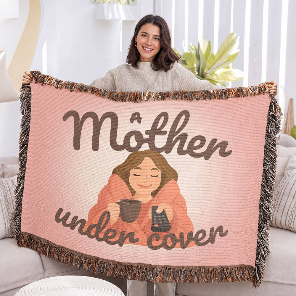 Mother Under Cover Woven Throw Blanket - The Perfect Self-Care Gift for Mom ☕🧶📺